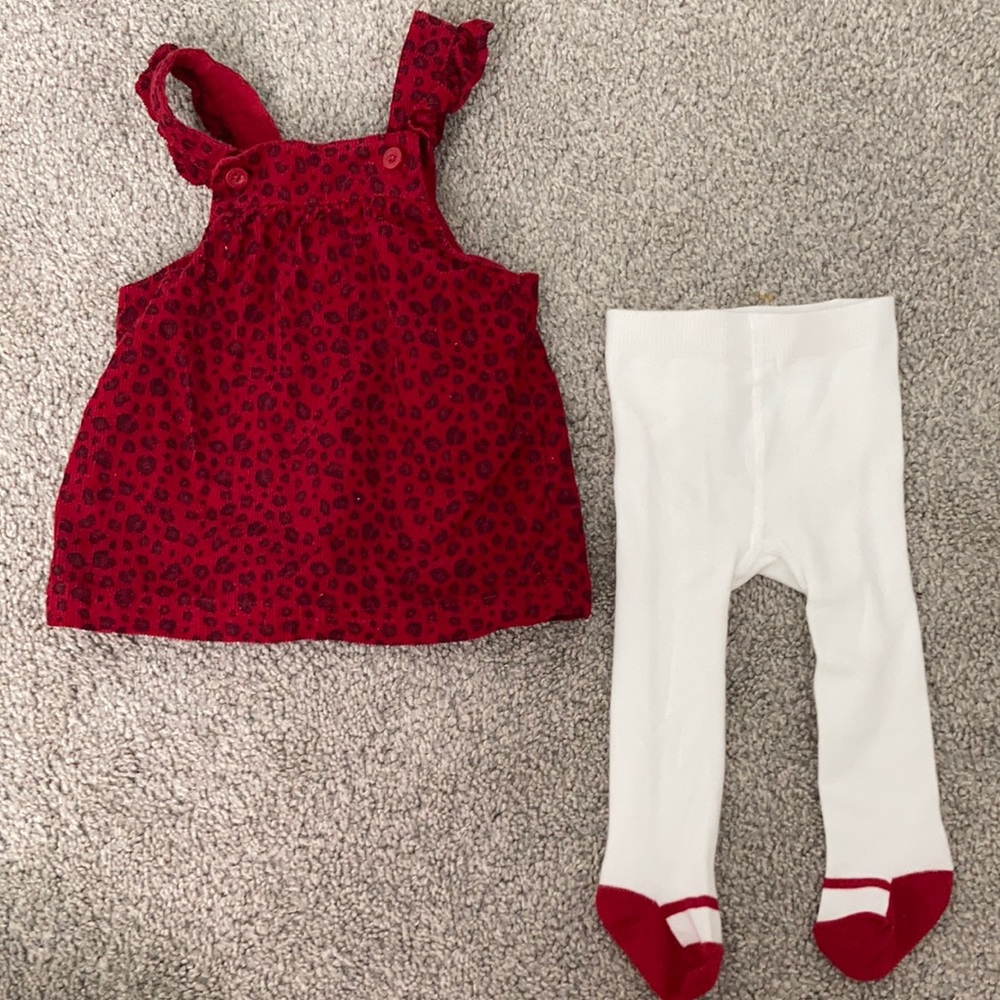 2-Piece Red Leopard Tee & Jumper Set